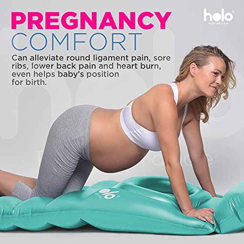 HOLO Almohada de Embarazo Inflable - Almohada Portátil de Soporte para Todo el Cuerpo en Menta - Alivio del Dolor y las Molestias para el Sueño de Maternidad - Colchón de Aire para Mujeres Embarazadas